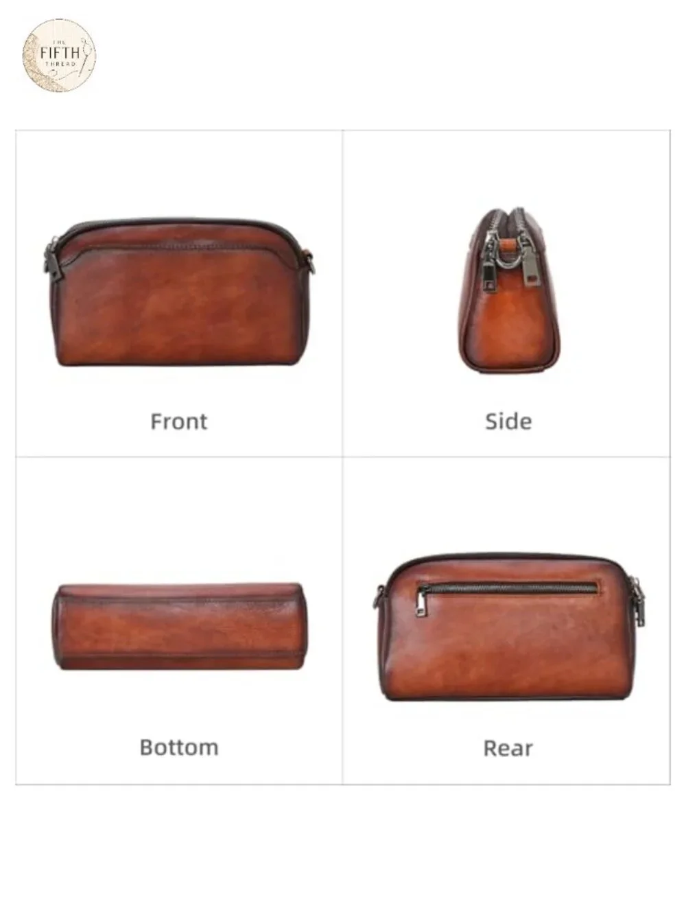 Genuine Leather Crossbody Bag with Three Straps Small Purse